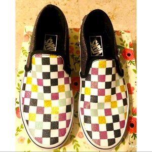 Glitter & checkered Vans-Great Used Condition